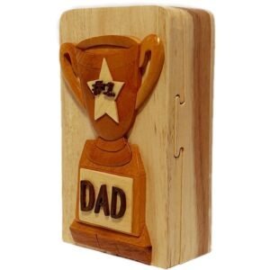 #1 Dad Trophy Father's Day Hand-Carved Puzzle Box - Stash Box Dan