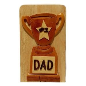 #1 Dad Trophy Father's Day Hand-Carved Puzzle Box - Stash Box Dan