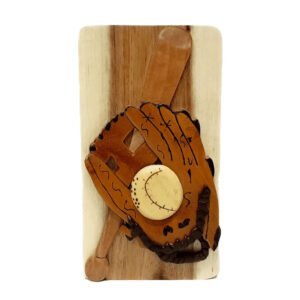 Baseball Glove and Bat Hand-Carved Puzzle Box - Stash Box Dan