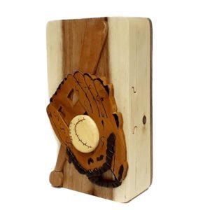 Baseball Glove and Bat Hand-Carved Puzzle Box - Stash Box Dan