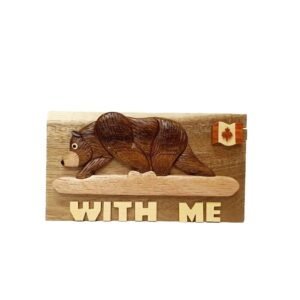 Bear with me with Canadian Flag Hand-carved Puzzle Box - Stash Box Dan