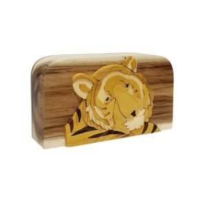 Bengal Tiger Jungle Zoo Hand-Carved Puzzle Box - Stash Box Dan