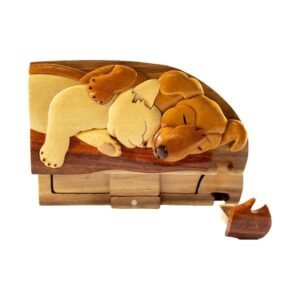 Best Pals Dog and Cat Hand-Carved Puzzle Box - Stash Box Dan