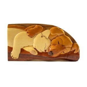 Best Pals Dog and Cat Hand-Carved Puzzle Box - Stash Box Dan