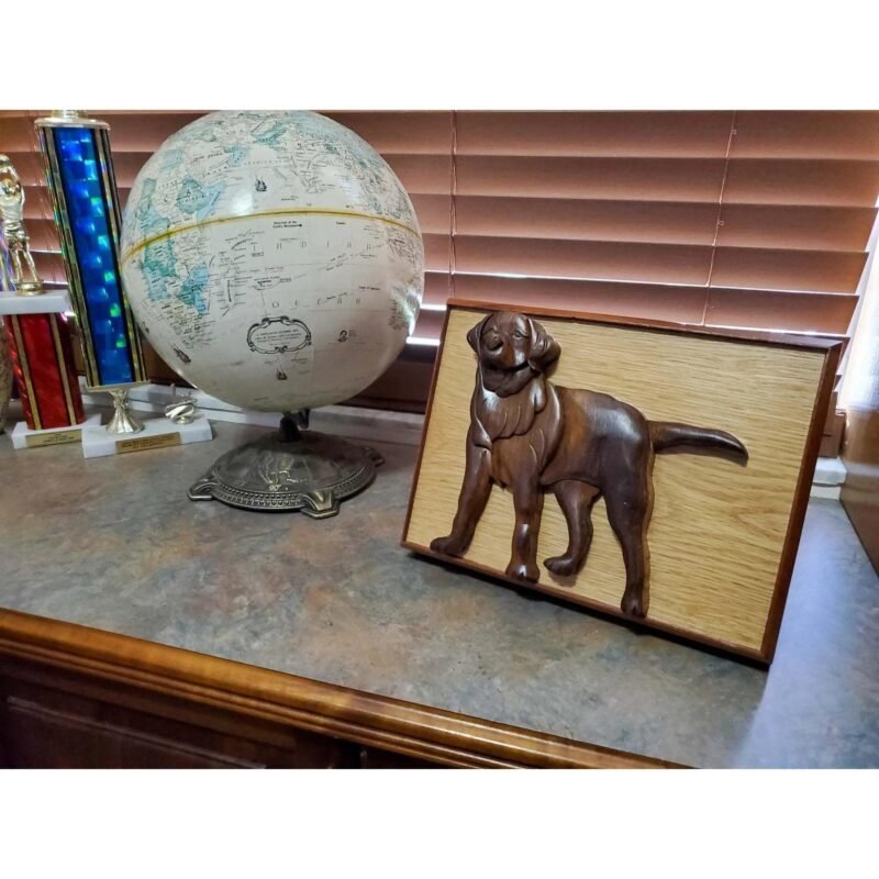 Black Lab Hand-Carved Pet Portrait - Stash Box Dan