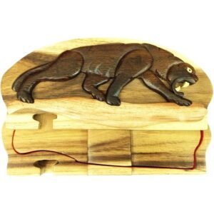 Black Panther Zoo Hand-Carved Puzzle Box - Stash Box Dan