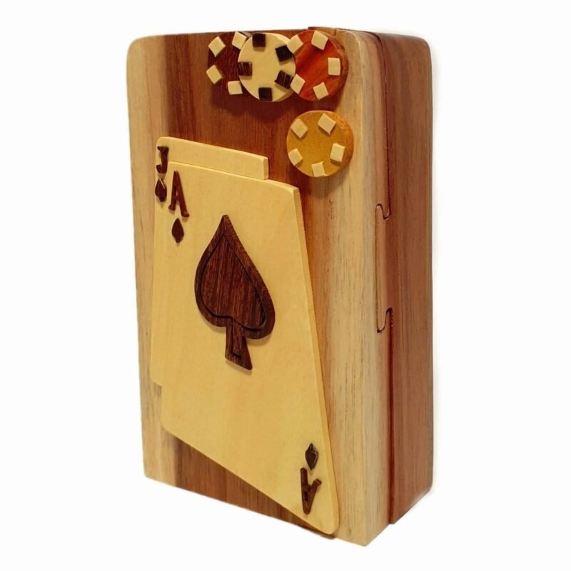 Blackjack Playing Cards Hand-Carved Puzzle Box - Stash Box Dan