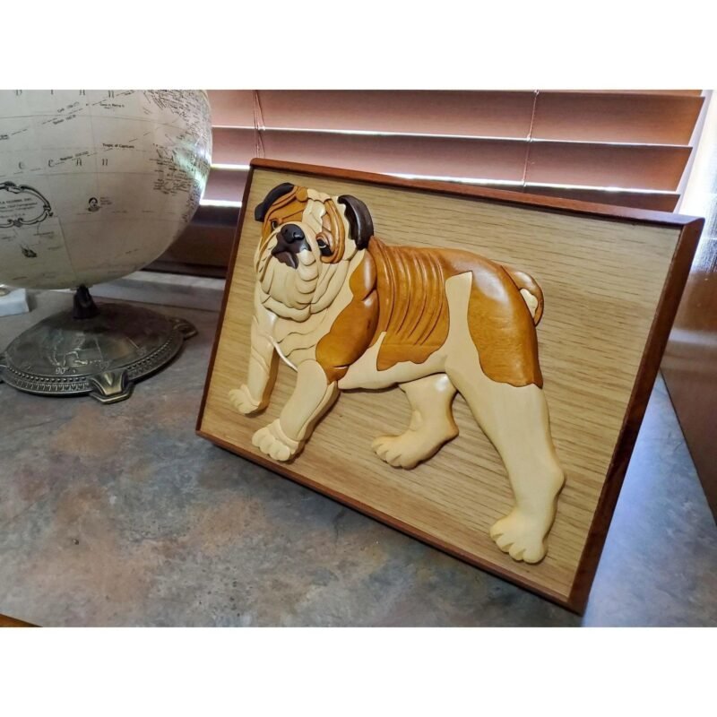 Bulldog Hand-Carved Pet Portrait - Stash Box Dan