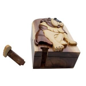 Bulldog Hand-Carved Puzzle Box