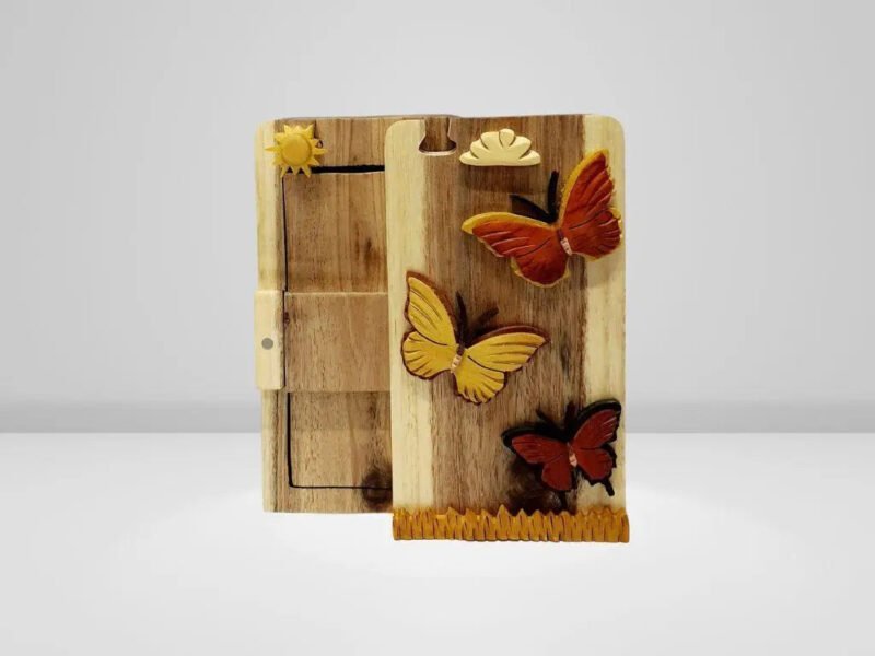 Butterflies are Free Hand-Carved Puzzle Box - Stash Box Dan