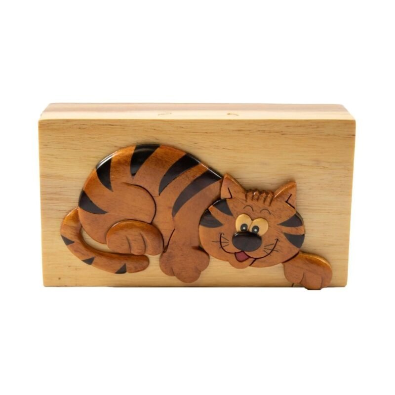 Crazy Cat Hand-Carved Puzzle Box - Stash Box Dan