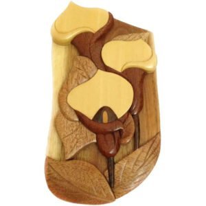 Easter Lily Flower Hand-Carved Puzzle Box