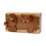 Elephant and Lion Trip to the Zoo Hand-Carved Puzzle Box - Stash Box Dan