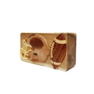 Football and Helmet Hand-Carved Puzzle Box - Stash Box Dan