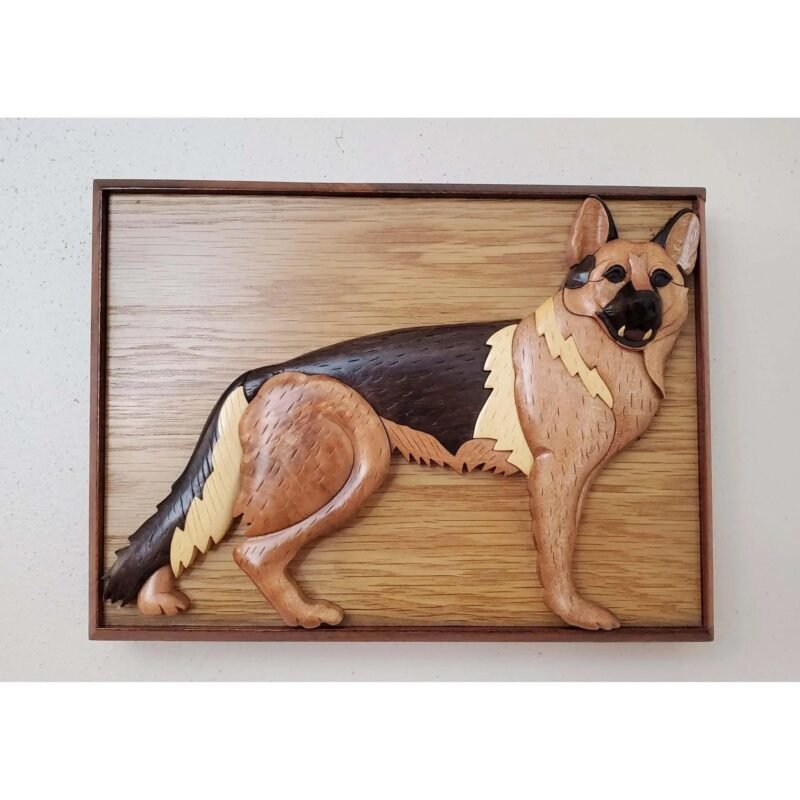 German Shepherd Hand-Carved Pet Portrait - Stash Box Dan