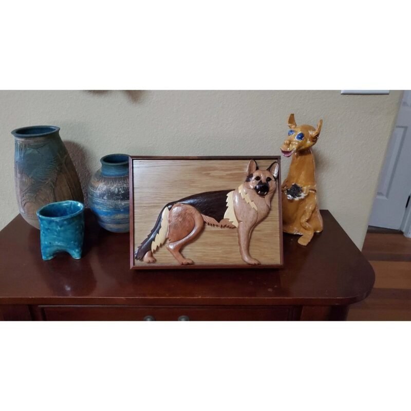 German Shepherd Hand-Carved Pet Portrait - Stash Box Dan