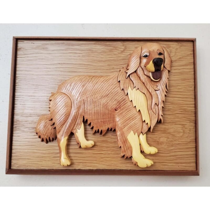 Golden Retriever Hand-Carved Pet Portrait - Stash Box Dan