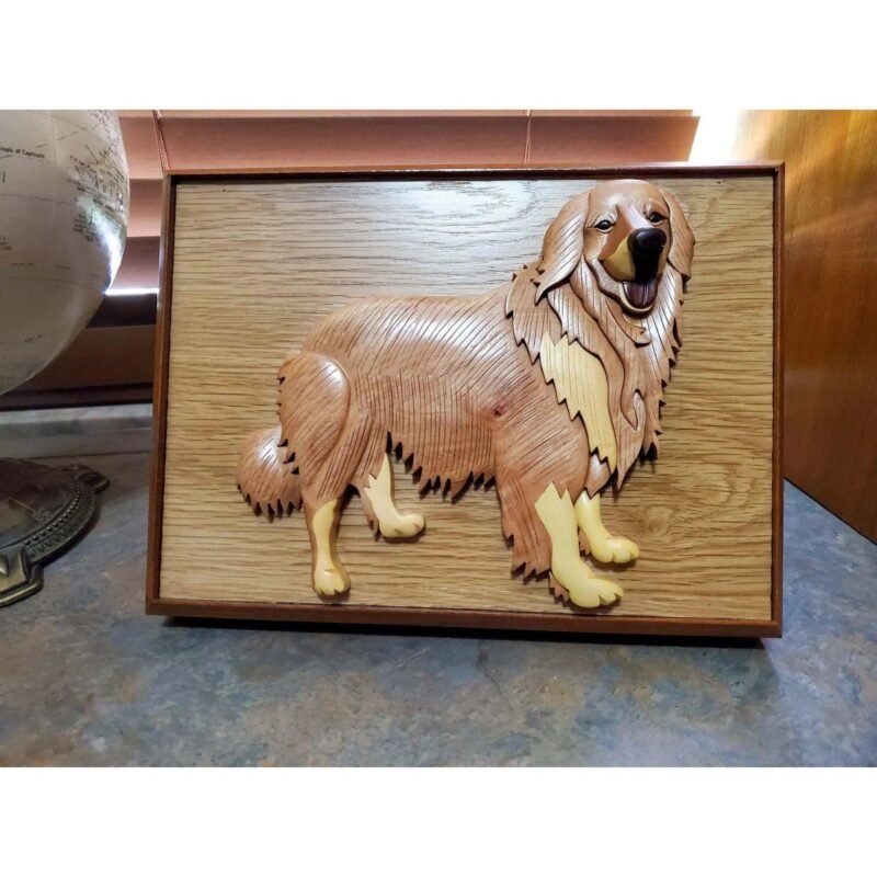 Golden Retriever Hand-Carved Pet Portrait - Stash Box Dan