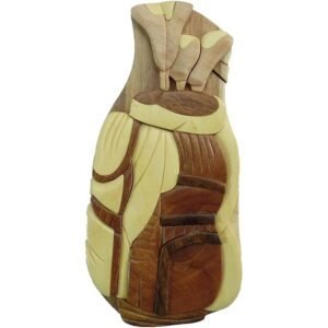 Golf Bag Golfing Tee Hand-Carved Puzzle Box - Stash Box Dan