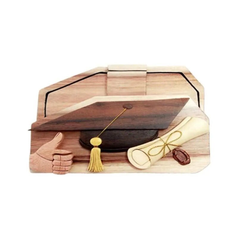 Graduation Cap Hand-Carved Puzzle Box - Stash Box Dan