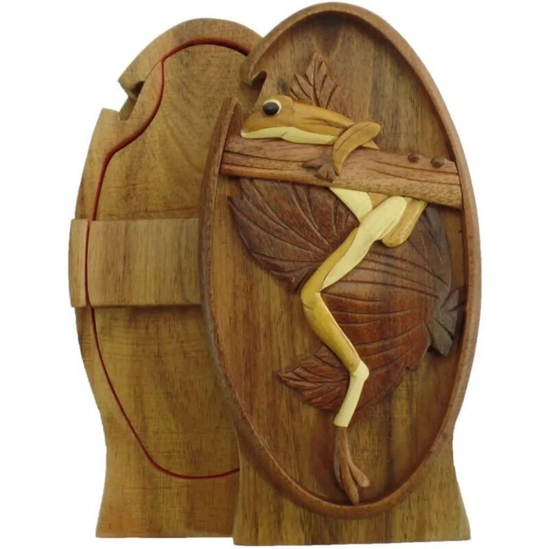 Hanging Coqui Tree Frog Hand-Carved Puzzle Box - Stash Box Dan