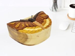 Monarch Butterfly Hand-Carved Puzzle Box