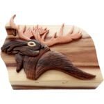 Moose in The Woods Hand-Carved Puzzle Box