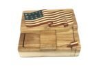 Mother of Pearl American Flag Hand-carved Puzzle Box