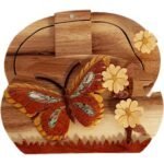 Mother of Pearl Butterfly and Daisies Hand-Carved Puzzle Box - Stash Box Dan