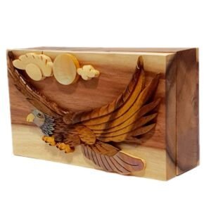 Mother of Pearl Soaring Eagle Hand-Carved Puzzle Box