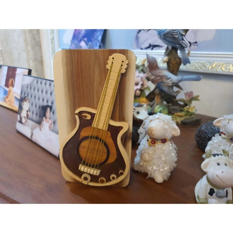 Music Guitar Pick Holder Hand-Carved Puzzle Box