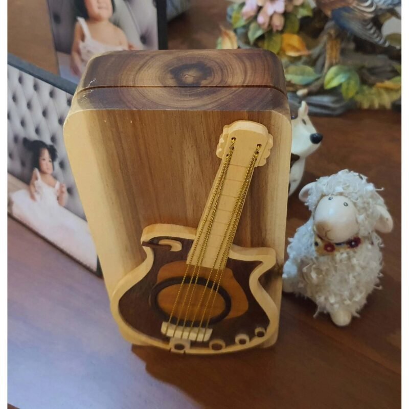 Music Guitar Pick Holder Hand-Carved Puzzle Box