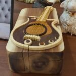 Music Guitar Pick Holder Hand-Carved Puzzle Box