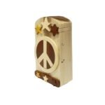 Peace Sign with Stars Hand-Carved Puzzle Box