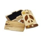 Peace Sign with Stars Hand-Carved Puzzle Box