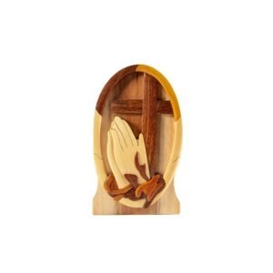 Praying Hands Church Blessing Cross Hand-Carved Puzzle Box