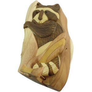 Raccoon in The Woods Hand-Carved Puzzle Box