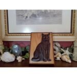 Short Hair Black Cat Hand-Carved Pet Portrait - Stash Box Dan