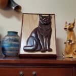 Short Hair Black Cat Hand-Carved Pet Portrait - Stash Box Dan