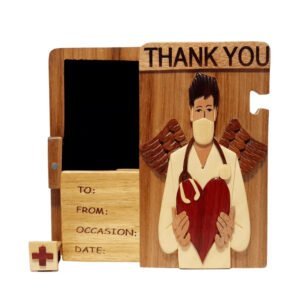 Thank you Health Care Worker Hand-carved Puzzle Box - Stash Box Dan