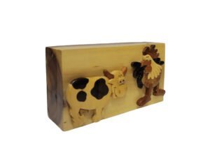 What's for Dinner (Cow and Chicken) Hand-carved Puzzle Box - Stash Box Dan