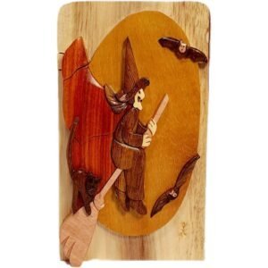 Wicked Old Witch Halloween Hand-Carved Puzzle Box - Stash Box Dan